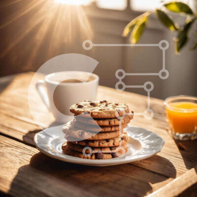 Intra Συλλεκτικό Ξύλινο Παζλ Plywood  4mm - Στοίβα μπισκότα με χυμό πορτοκαλιού και καφέ Σε Ξύλινο Κουτί - Διαστάσεις: 10x10 cm – 25 κομμάτια - Image 1