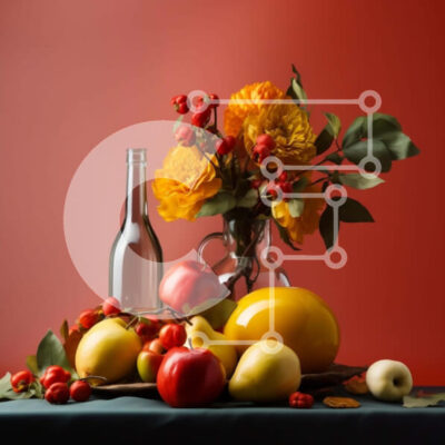 Intra Συλλεκτικό Ξύλινο Παζλ Plywood  4mm - Επιτραπέζιο με φρούτα, κρασί και λουλούδια Σε Ξύλινο Κουτί - Διαστάσεις: 10x10 cm – 25 κομμάτια - Image 1