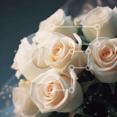 Intra Συλλεκτικό Ξύλινο Παζλ Plywood  4mm - Μπουκέτο με λευκά τριαντάφυλλα τυλιγμένα σε χαρτί Σε Ξύλινο Κουτί - Διαστάσεις: 10x10 cm – 25 κομμάτια - Image 1