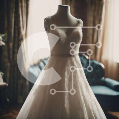 Intra Συλλεκτικό Ξύλινο Παζλ Plywood 4mm - Κομψό λευκό νυφικό που εμφανίζεται στο μανεκέν Σε Ξύλινο Κουτί - Διαστάσεις: 10x10 cm – 25 κομμάτια - Image 1