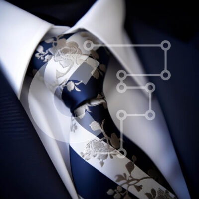 Intra Συλλεκτικό Ξύλινο Παζλ Plywood  4mm - Μπλε και λευκή φλοράλ γραβάτα για επίσημες εκδηλώσεις Σε Ξύλινο Κουτί - Διαστάσεις: 10x10 cm – 25 κομμάτια - Image 1