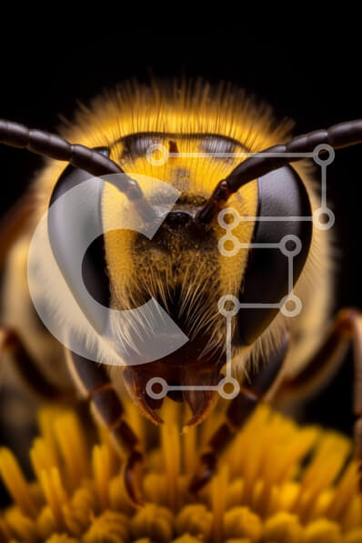 Intra Συλλεκτικό Ξύλινο Παζλ Plywood  4mm - Κοντινό πλάνο μιας μέλισσας που επικονιάζει ένα πορτοκαλί λουλούδι Σε Ξύλινο Κουτί - Διαστάσεις: 10x10 cm – 25 κομμάτια