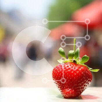 Intra Συλλεκτικό Ξύλινο Παζλ Plywood  4mm - Φρέσκια φράουλα στο τραπέζι με ανθρώπους γύρω Σε Ξύλινο Κουτί - Διαστάσεις: 10x10 cm – 25 κομμάτια - Image 1