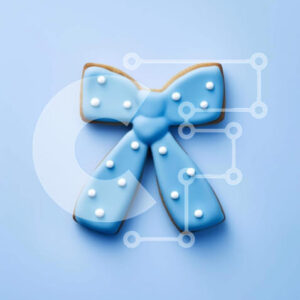 Intra Συλλεκτικό Ξύλινο Παζλ Plywood  4mm - Μπισκότο μπλε και άσπρο με διακόσμηση φιόγκων Σε Ξύλινο Κουτί - Διαστάσεις: 10x10 cm – 25 κομμάτια