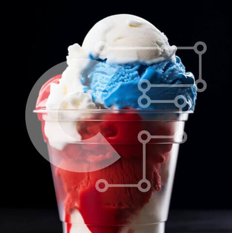 Intra Συλλεκτικό Ξύλινο Παζλ Plywood  4mm - Κόκκινο, λευκό και μπλε παγωτό σε πλαστικό κύπελλο με σαντιγί Σε Ξύλινο Κουτί - Διαστάσεις: 10x10 cm – 25 κομμάτια - Image 1