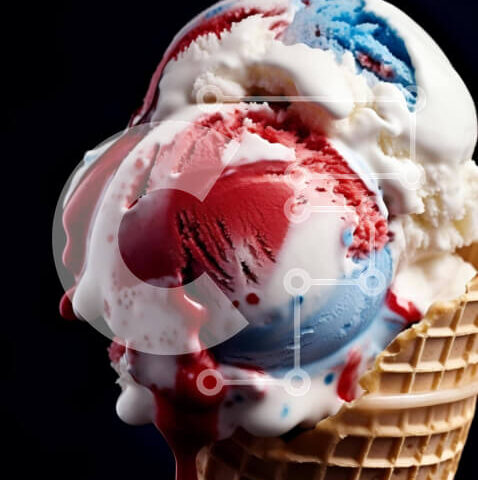 Intra Συλλεκτικό Ξύλινο Παζλ Plywood 4mm - Κώνος βάφλα παγωτού αμερικανικής έμπνευσης με κόκκινο, λευκό και μπλε γλάσο Σε Ξύλινο Κουτί - Διαστάσεις: 10x10 cm – 25 κομμάτια - Image 1