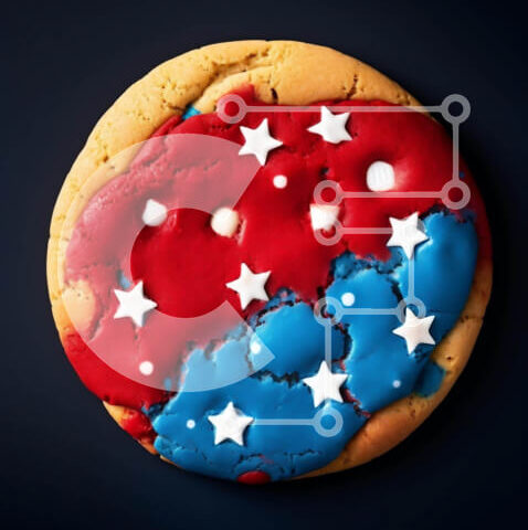 Intra Συλλεκτικό Ξύλινο Παζλ Plywood 4mm - Πατριωτικό μπισκότο 4ης Ιουλίου με Κόκκινο, Λευκό και Μπλε Frosting και Ψεκασμοί Σε Ξύλινο Κουτί - Διαστάσεις: 10x10 cm – 25 κομμάτια - Image 1