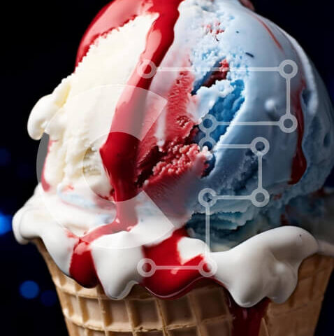 Intra Συλλεκτικό Ξύλινο Παζλ Plywood  4mm - Επιδόρπιο με χωνάκι παγωτού αμερικανικής σημαίας για τις 4 Ιουλίου Σε Ξύλινο Κουτί - Διαστάσεις: 10x10 cm – 25 κομμάτια - Image 1