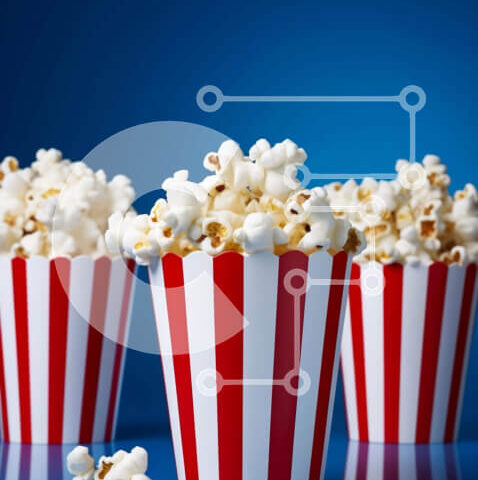 Intra Συλλεκτικό Ξύλινο Παζλ Plywood  4mm - Τρία φλιτζάνια ποπ κορν σε μπλε φόντο Σε Ξύλινο Κουτί - Διαστάσεις: 10x10 cm – 25 κομμάτια - Image 1