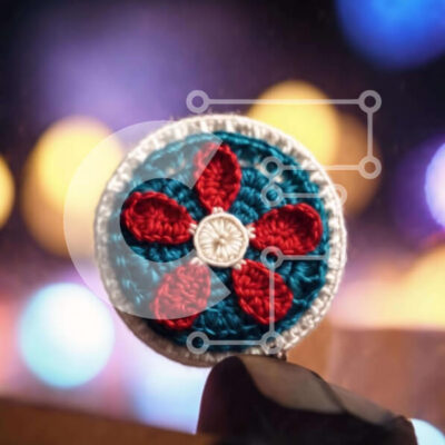 Intra Συλλεκτικό Ξύλινο Παζλ Plywood 4mm - Καρφίτσα με κροσέ λουλούδι Σε Ξύλινο Κουτί - Διαστάσεις: 10x10 cm – 25 κομμάτια - Image 1