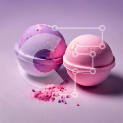 Intra Συλλεκτικό Ξύλινο Παζλ Plywood  4mm - Ροζ και μοβ βόμβες μπάνιου σε μωβ φόντο Σε Ξύλινο Κουτί - Διαστάσεις: 10x10 cm – 25 κομμάτια - Image 1