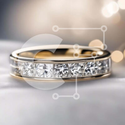 Intra Συλλεκτικό Ξύλινο Παζλ Plywood  4mm - Κίτρινο χρυσό γαμήλιο λουρί με διαμάντια σε λευκό φόντο Σε Ξύλινο Κουτί - Διαστάσεις: 10x10 cm – 25 κομμάτια - Image 1