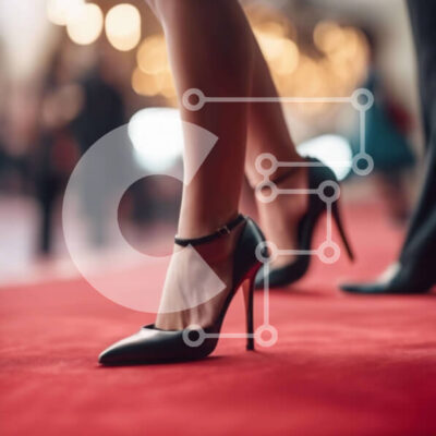 Intra Συλλεκτικό Ξύλινο Παζλ Plywood  4mm - Μαύρα ψηλοτάκουνα παπούτσια στο κόκκινο χαλί σε εκδήλωση Σε Ξύλινο Κουτί - Διαστάσεις: 10x10 cm – 25 κομμάτια - Image 1