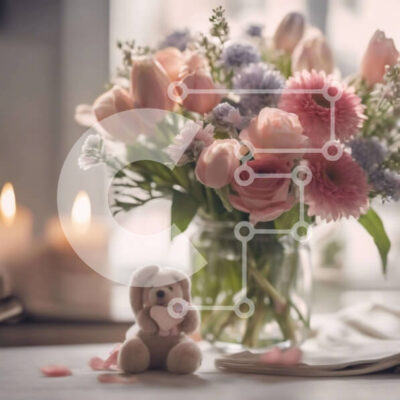 Intra Συλλεκτικό Ξύλινο Παζλ Plywood  4mm - Ρομαντικό τραπέζι με λουλούδια, αρκουδάκι και κερί Σε Ξύλινο Κουτί - Διαστάσεις: 10x10 cm – 25 κομμάτια - Image 1