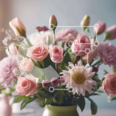 Intra Συλλεκτικό Ξύλινο Παζλ Plywood  4mm - Floral σύνθεση με ροζ τριαντάφυλλα και λευκές μαργαρίτες Σε Ξύλινο Κουτί - Διαστάσεις: 10x10 cm – 25 κομμάτια - Image 1