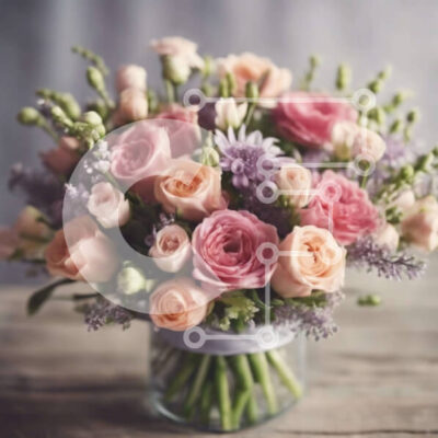 Intra Συλλεκτικό Ξύλινο Παζλ Plywood  4mm - Κομψή λουλουδάτη σύνθεση: Ροζ, μωβ και λεβάντα τριαντάφυλλα σε βάζο Σε Ξύλινο Κουτί - Διαστάσεις: 10x10 cm – 25 κομμάτια - Image 1