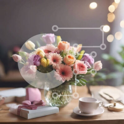 Intra Συλλεκτικό Ξύλινο Παζλ Plywood  4mm - Πολύχρωμο βάζο γεμάτο λουλούδια σε κομψό ξύλινο τραπέζι Σε Ξύλινο Κουτί - Διαστάσεις: 10x10 cm – 25 κομμάτια - Image 1