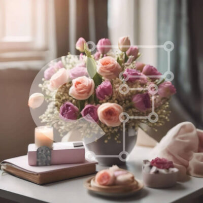 Intra Συλλεκτικό Ξύλινο Παζλ Plywood  4mm - Ρομαντικό τραπέζι με ροζ τριαντάφυλλα, κεριά και βιβλία Σε Ξύλινο Κουτί - Διαστάσεις: 10x10 cm – 25 κομμάτια - Image 1