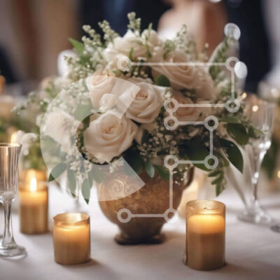 Intra Συλλεκτικό Ξύλινο Παζλ Plywood  4mm - Κομψή τραπεζαρία με λευκά τριαντάφυλλα και κεριά Σε Ξύλινο Κουτί - Διαστάσεις: 10x10 cm – 25 κομμάτια - Image 1