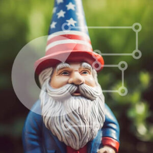 Intra Συλλεκτικό Ξύλινο Παζλ Plywood  4mm - Patriotic Gnome άγαλμα σε εξωτερικό περιβάλλον Σε Ξύλινο Κουτί - Διαστάσεις: 10x10 cm – 25 κομμάτια - Image 1