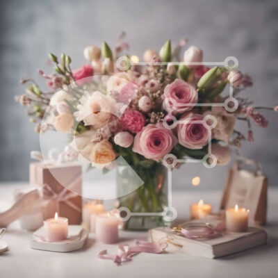 Intra Συλλεκτικό Ξύλινο Παζλ Plywood  4mm - Σύνθεση δώρου με λουλούδια, κεριά και βιβλία Σε Ξύλινο Κουτί - Διαστάσεις: 10x10 cm – 25 κομμάτια - Image 1