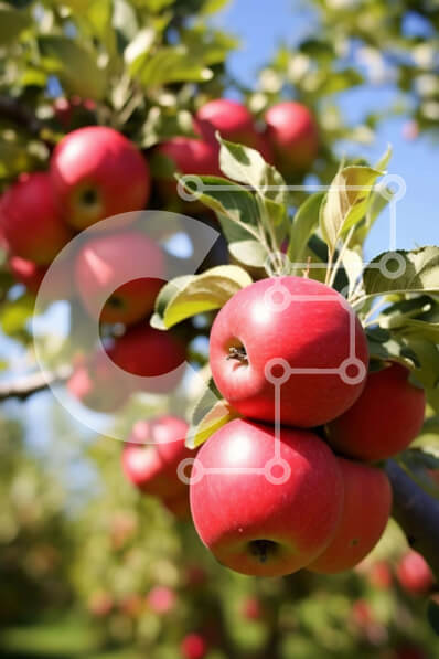 Intra Συλλεκτικό Ξύλινο Παζλ Plywood  4mm - Κόκκινα μήλα στο δέντρο στον οπωρώνα μηλιάς Σε Ξύλινο Κουτί - Διαστάσεις: 10x10 cm – 25 κομμάτια