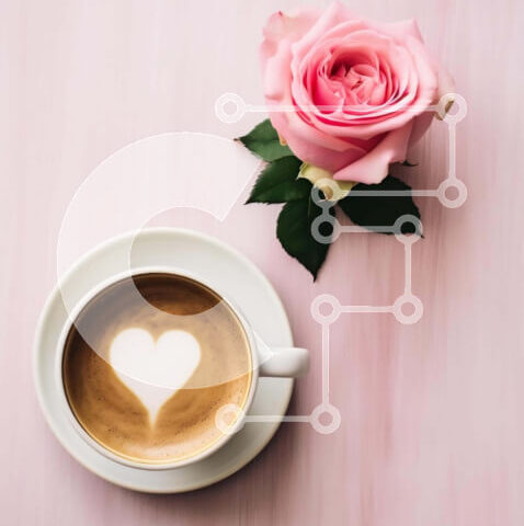 Intra Συλλεκτικό Ξύλινο Παζλ Plywood 4mm - Ρομαντικό σκηνικό καφέ με ροζ τριαντάφυλλα Σε Ξύλινο Κουτί - Διαστάσεις: 10x10 cm – 25 κομμάτια - Image 1