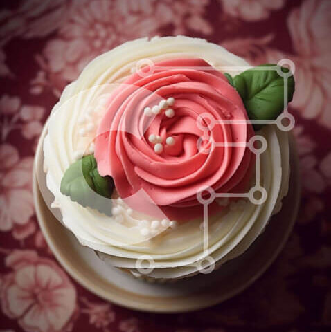 Intra Συλλεκτικό Ξύλινο Παζλ Plywood  4mm - Κομψό ροζ και λευκό cupcake Σε Ξύλινο Κουτί - Διαστάσεις: 10x10 cm – 25 κομμάτια - Image 1