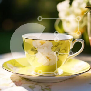 Intra Συλλεκτικό Ξύλινο Παζλ Plywood  4mm - Σκηνή φλιτζάνι πράσινου τσαγιού και ποτήρια κρασιού Σε Ξύλινο Κουτί - Διαστάσεις: 10x10 cm – 25 κομμάτια