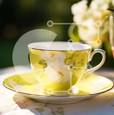 Intra Συλλεκτικό Ξύλινο Παζλ Plywood  4mm - Σκηνή φλιτζάνι πράσινου τσαγιού και ποτήρια κρασιού Σε Ξύλινο Κουτί - Διαστάσεις: 10x10 cm – 25 κομμάτια - Image 1