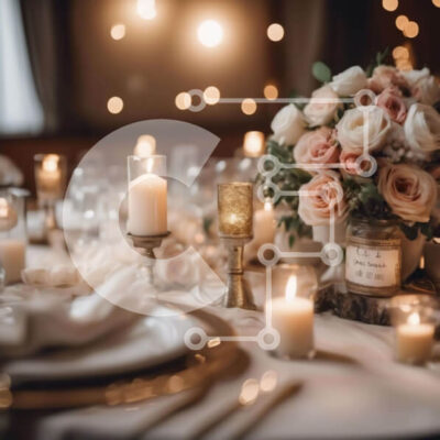 Intra Συλλεκτικό Ξύλινο Παζλ Plywood  4mm - Κομψή ρύθμιση τραπεζαρίας με κεριά και λουλούδια Σε Ξύλινο Κουτί - Διαστάσεις: 10x10 cm – 25 κομμάτια - Image 1