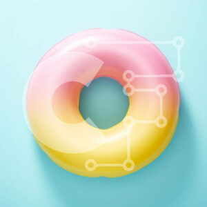 Intra Συλλεκτικό Ξύλινο Παζλ Plywood  4mm - Πολύχρωμο ανάποδο κώνο ντόνατ σε μπλε φόντο Σε Ξύλινο Κουτί - Διαστάσεις: 10x10 cm – 25 κομμάτια