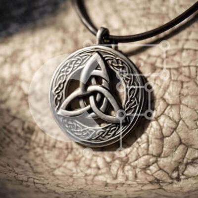 Intra Συλλεκτικό Ξύλινο Παζλ Plywood  4mm - Ασημένιο κολιέ με σύμβολο Κελτικής Τριάδας Σε Ξύλινο Κουτί - Διαστάσεις: 10x10 cm – 25 κομμάτια - Image 1