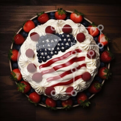 Intra Συλλεκτικό Ξύλινο Παζλ Plywood  4mm - Κέικ αμερικανικής σημαίας για την ημέρα της ανεξαρτησίας Σε Ξύλινο Κουτί - Διαστάσεις: 10x10 cm – 25 κομμάτια - Image 1