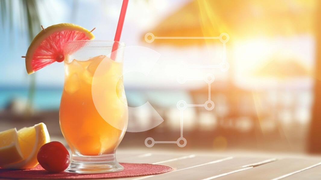 Intra Συλλεκτικό Ξύλινο Παζλ Plywood  4mm - Τροπικό ποτό με γεύση πορτοκάλι στην παραλία Σε Ξύλινο Κουτί - Διαστάσεις: 10x10 cm – 25 κομμάτια