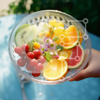 Intra Συλλεκτικό Ξύλινο Παζλ Plywood  4mm - Χέρι που κρατά ένα μπολ με φρέσκα φρούτα Σε Ξύλινο Κουτί - Διαστάσεις: 10x10 cm – 25 κομμάτια - Image 1