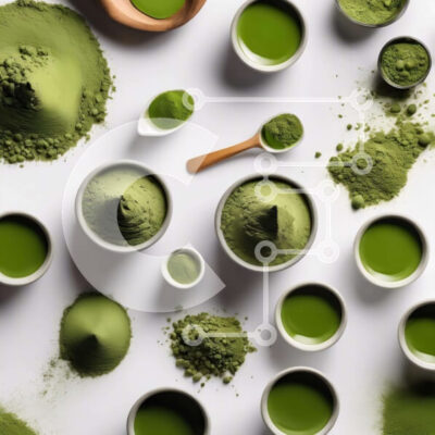 Intra Συλλεκτικό Ξύλινο Παζλ Plywood 4mm - Ποικιλία Green Matcha σε σκόνες και ξύλινα κουτάλια Σε Ξύλινο Κουτί - Διαστάσεις: 10x10 cm – 25 κομμάτια - Image 1