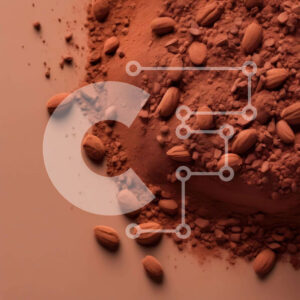 Intra Συλλεκτικό Ξύλινο Παζλ Plywood  4mm - Σκόνη κακάο και αμύγδαλα σε πορτοκαλί φόντο Σε Ξύλινο Κουτί - Διαστάσεις: 10x10 cm – 25 κομμάτια