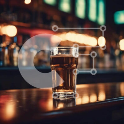 Intra Συλλεκτικό Ξύλινο Παζλ Plywood  4mm - Ποτήρι μπύρα στον πάγκο του μπαρ με μπουκάλια και κουτάκια Σε Ξύλινο Κουτί - Διαστάσεις: 10x10 cm – 25 κομμάτια - Image 1