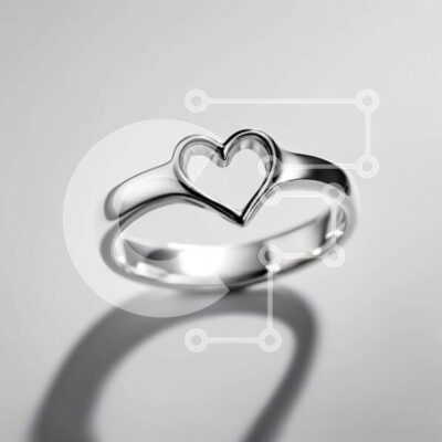 Intra Συλλεκτικό Ξύλινο Παζλ Plywood  4mm - Ασημένιο δαχτυλίδι σε σχήμα καρδιάς σε υπόλευκο φόντο Σε Ξύλινο Κουτί - Διαστάσεις: 10x10 cm – 25 κομμάτια - Image 1