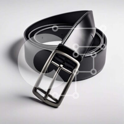 Intra Συλλεκτικό Ξύλινο Παζλ Plywood  4mm - Μαύρη δερμάτινη ζώνη με ασημένια πόρπη σε λευκό φόντο Σε Ξύλινο Κουτί - Διαστάσεις: 10x10 cm – 25 κομμάτια - Image 1