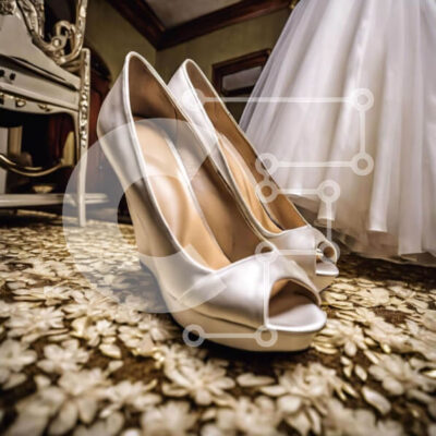 Intra Συλλεκτικό Ξύλινο Παζλ Plywood  4mm - Λευκά παπούτσια γάμου σε χαλί περιοχής Σε Ξύλινο Κουτί - Διαστάσεις: 10x10 cm – 25 κομμάτια - Image 1