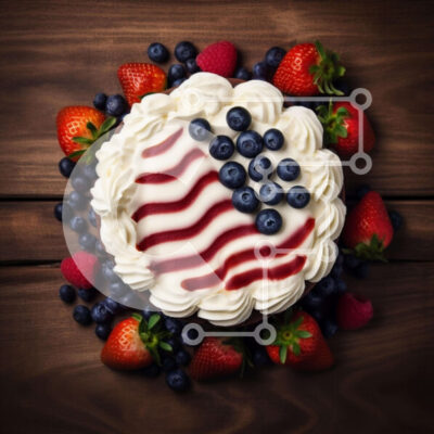 Intra Συλλεκτικό Ξύλινο Παζλ Plywood  4mm - Πατριωτικό κέικ με φρέσκα φρούτα και μπαλόνια Σε Ξύλινο Κουτί - Διαστάσεις: 10x10 cm – 25 κομμάτια - Image 1