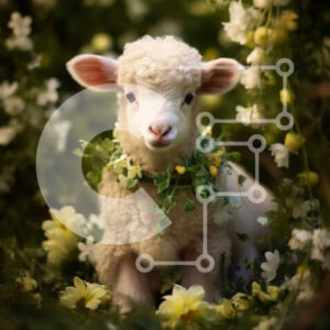 Intra Συλλεκτικό Ξύλινο Παζλ Plywood  4mm - Αξιολάτρευτο αρνί που περιβάλλεται από λουλούδια και πράσινο Σε Ξύλινο Κουτί - Διαστάσεις: 10x10 cm – 25 κομμάτια