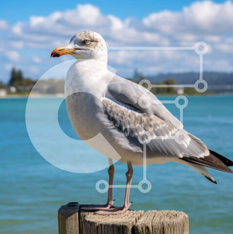 Intra Συλλεκτικό Ξύλινο Παζλ Plywood  4mm - Ήρεμη σκηνή: Λευκός Γλάρος κοντά στο νερό Σε Ξύλινο Κουτί - Διαστάσεις: 10x10 cm – 25 κομμάτια - Image 1