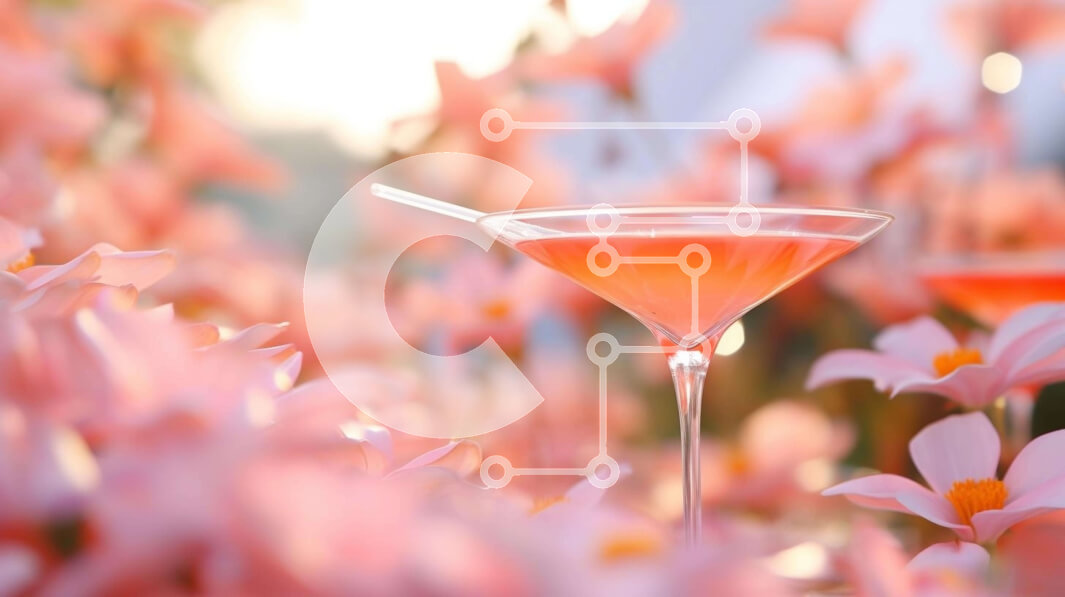 Intra Συλλεκτικό Ξύλινο Παζλ Plywood  4mm - Ροζ ποτήρι Martini με λουλούδια Σε Ξύλινο Κουτί - Διαστάσεις: 10x10 cm – 25 κομμάτια