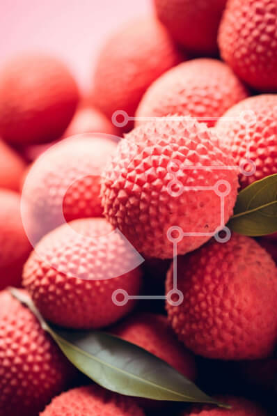 Intra Συλλεκτικό Ξύλινο Παζλ Plywood  4mm - Σωρός από φρέσκα κόκκινα λίτσι με πράσινο φύλλο Σε Ξύλινο Κουτί - Διαστάσεις: 10x10 cm – 25 κομμάτια