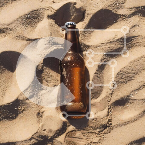 Intra Συλλεκτικό Ξύλινο Παζλ Plywood 4mm - Απορριμμένο μπουκάλι μπύρας στην παραλία Σε Ξύλινο Κουτί - Διαστάσεις: 10x10 cm – 25 κομμάτια - Image 1