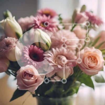 Intra Συλλεκτικό Ξύλινο Παζλ Plywood  4mm - Διαυγές βάζο με ροζ και λευκά λουλούδια Σε Ξύλινο Κουτί - Διαστάσεις: 10x10 cm – 25 κομμάτια - Image 1