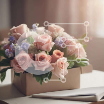 Intra Συλλεκτικό Ξύλινο Παζλ Plywood  4mm - Τριαντάφυλλα και λουλούδια λεβάντας σε κουτί δώρου με βιβλίο και σημειωματάριο Σε Ξύλινο Κουτί - Διαστάσεις: 10x10 cm – 25 κομμάτια - Image 1